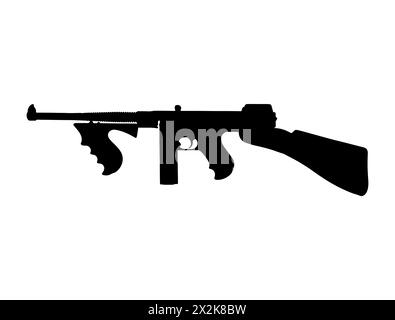 Thompson M1921 Maschinenpistole Silhouette Stock Vektor