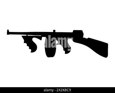 Thompson M1921 Maschinenpistole Silhouette Stock Vektor