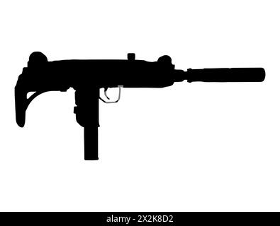 Uzi Maschinenpistole Silhouette Vektorkunst Stock Vektor