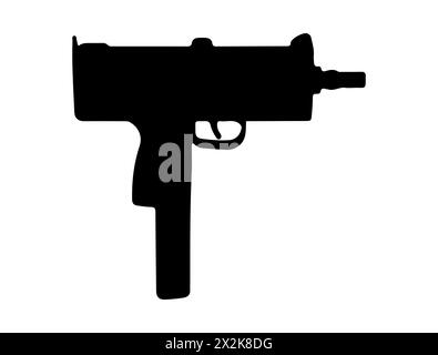 Uzi Maschinenpistole Silhouette Vektorkunst Stock Vektor