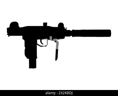 Uzi Maschinenpistole Silhouette Vektorkunst Stock Vektor