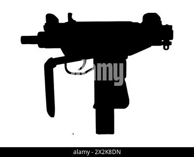 Uzi Maschinenpistole Silhouette Vektorkunst Stock Vektor