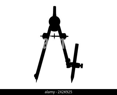 Zeichnung von Kompass-Silhouettenvektorgrafik Stock Vektor