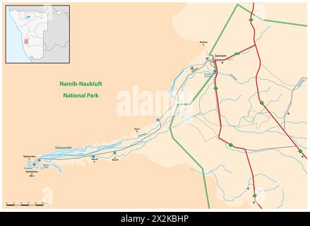 Vektorkarte der Salzpfanne Sossusvlei, Hardap, Namibia Stockfoto