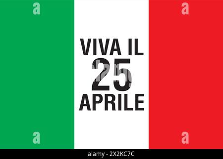 Italien, Plakatflagge vom 25. April, Jubiläumsfeier der Befreiung von 1945, patriotisches Symbol der Italienischen Republik Stock Vektor