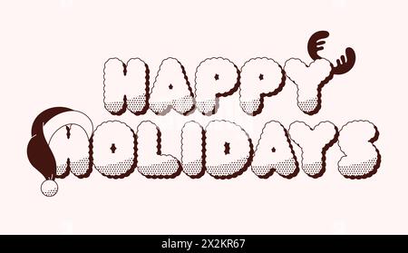 Bicolor Merry Christmas grooviger lustiger Aufkleber 2025. Stock Vektor