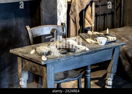 „Forgotten Tale“-Installation der Künstlerin Clarisse d’Arcimoles, die ein Foto von einem Haus in Spitalfields im Jahr 1902 nachbildet, Ragged School Museum, Stockfoto