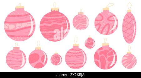 Weihnachtsspielzeug-Set. Von Hand gezeichnetes Spielzeug für frohe Weihnachten. Weihnachtssymbole. Frohes Neues Jahr. Vektor-Winter-flache Illustration. Stock Vektor