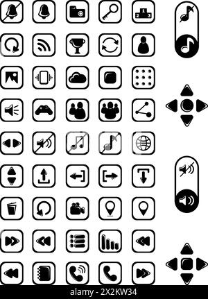 Interface 2D-Spiel. Tasten für das Programm. Stock Vektor