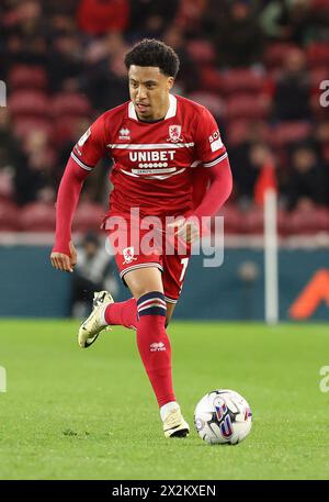 Middlesbrough, Großbritannien. April 2024. Sammy Silvera von Middlesbrough während des Sky Bet Championship Matches im Riverside Stadium, Middlesbrough. Der Bildnachweis sollte lauten: Nigel Roddis/Sportimage Credit: Sportimage Ltd/Alamy Live News Stockfoto