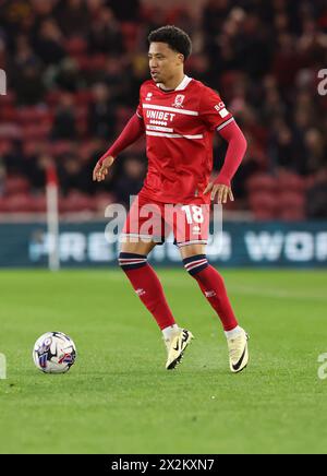 Middlesbrough, Großbritannien. April 2024. Sammy Silvera von Middlesbrough während des Sky Bet Championship Matches im Riverside Stadium, Middlesbrough. Der Bildnachweis sollte lauten: Nigel Roddis/Sportimage Credit: Sportimage Ltd/Alamy Live News Stockfoto