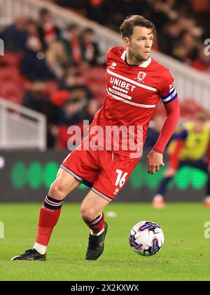 Middlesbrough, Großbritannien. April 2024. Jonathan Howson aus Middlesborough während des Spiels Middlesbrough FC gegen Leeds United FC SKY Bet EFL Championship im Riverside Stadium, Middlesbrough, England, Großbritannien am 22. April 2024 Credit: Every Second Media/Alamy Live News Stockfoto