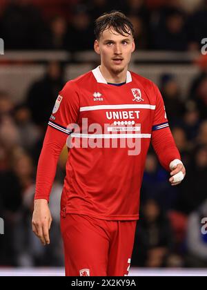 Middlesbrough, Großbritannien. April 2024. RAV van den Berg aus Middlesborough während des Spiels Middlesbrough FC gegen Leeds United FC SKY Bet EFL Championship im Riverside Stadium, Middlesbrough, England, Großbritannien am 22. April 2024 Credit: Every Second Media/Alamy Live News Stockfoto