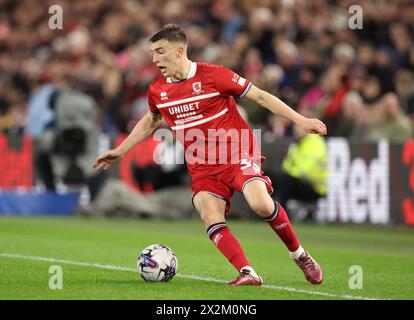 Middlesbrough, Großbritannien. April 2024. Luke Thomas von Middlesbrough während des Sky Bet Championship Matches im Riverside Stadium, Middlesbrough. Der Bildnachweis sollte lauten: Nigel Roddis/Sportimage Credit: Sportimage Ltd/Alamy Live News Stockfoto