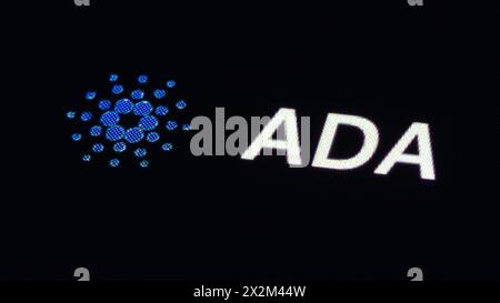 Rottweil, Deutschland. April 2024. Das Logo der Kryptowährung Cardano (ADA) ist auf der Handelsplattform CoinMarcetCap zu sehen. Quelle: Silas Stein/dpa/Alamy Live News Stockfoto