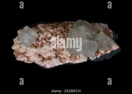 Fluoritkristalle Mineralprobe, atemberaubende Fotografie Stockfoto