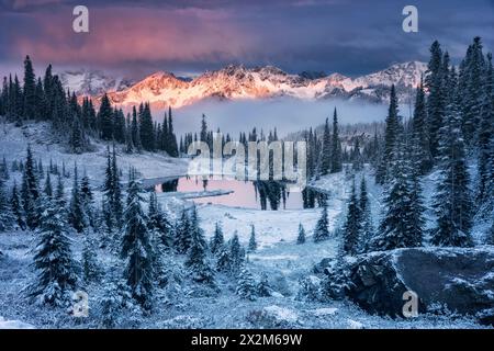 Geografie / Reisen, USA, Washington, Cascade Mountains, Washington, Little Tipsoo Lake, ADDITIONAL-RIGHTS-CLEARANCE-INFO-NOT-AVAILABLE Stockfoto