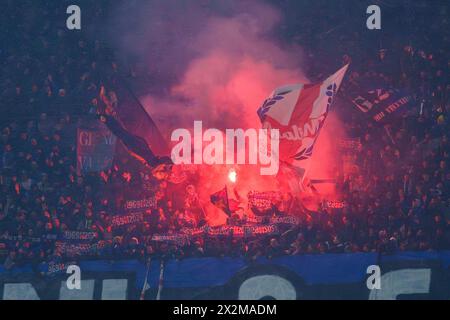 Mailand, Italien. April 2024. Fans des FC Inter, AC Milan gegen FC Internazionale – Serie A. Credit: /Alessio Morgese / Emage Credit: Alessio Morgese/E-Mage/Alamy Live News Stockfoto