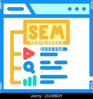 Suchmaschinenmarketing sem seo Farbe Symbol Vektor Illustration Stock Vektor