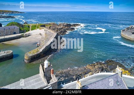 Portsoy Moray Firth Aberdeenshire Schottland Hafeneingänge und Blick auf das offene Meer Stockfoto