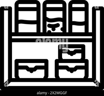 Nahrungsmittellagerbehälter Restaurant-Ausrüstungslinie Symbol Vektorillustration Stock Vektor