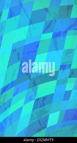 Abstrakter texturierter Hintergrund mit blauen bunten Rechtecken. Design des Banners für Geschichten. Wunderschönes futuristisches, dynamisches geometrisches Muster. Vektorillus Stock Vektor