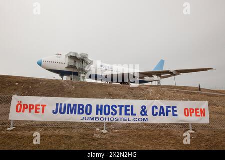 JUMBO-HOTEL IN EINER STILLGELEGTEN BOEING 747 IN STOCKHOLM Stockfoto