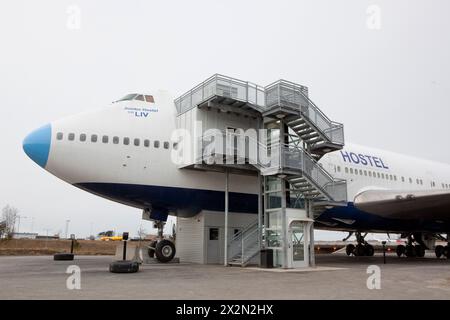 JUMBO-HOTEL IN EINER STILLGELEGTEN BOEING 747 IN STOCKHOLM Stockfoto