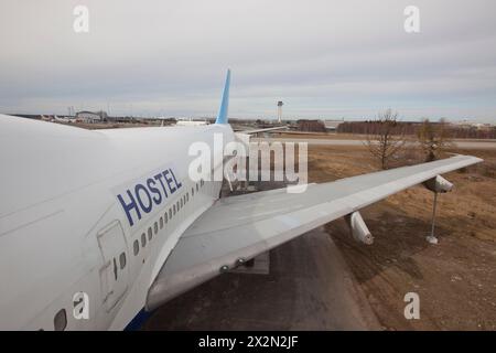 JUMBO-HOTEL IN EINER STILLGELEGTEN BOEING 747 IN STOCKHOLM Stockfoto