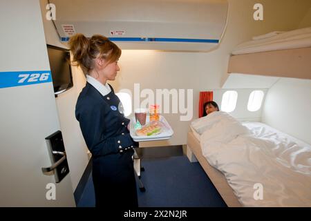 JUMBO-HOTEL IN EINER STILLGELEGTEN BOEING 747 IN STOCKHOLM Stockfoto