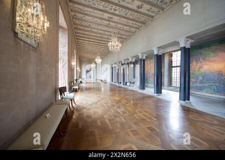 Stockholms stadshus mit Wandgemälden, Bau 1923 abgeschlossen Stockfoto