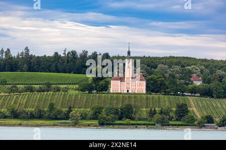 Die Wallfahrtskirche Birnau am Nordufer des Bodensees. Sie wurden im 18. Jahrhundert errichtet. (Uhldingen-Mülhofen, Deutschland, 13.07.2022) Stockfoto