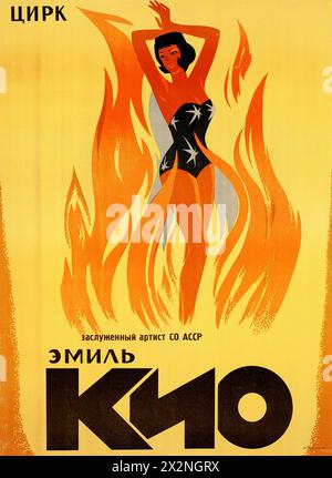 UdSSR - Circus Emil Kio - geehrter Künstler von CO ASSR - Vintage Russian Circus Poster, um 1950er Jahre Stockfoto