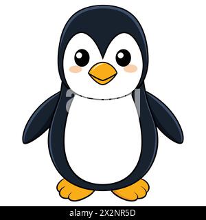 Wackelige Wärme: Niedlicher Pinguin mit Ohrmuscheln, perfekt für Kinder Bücher Karten Einladungen Logos Webdesign T-Shirts Grußkarten Schreibwaren Stock Vektor