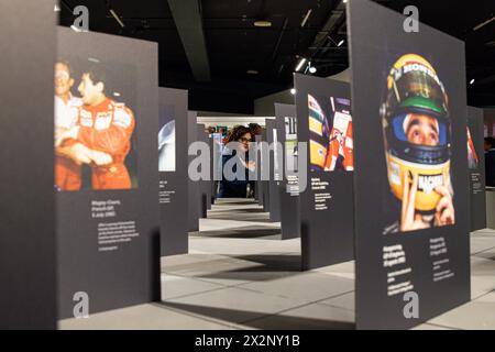 Italien, 23. april 2024 Turin, Museo Nazionale Automobile, Pressekonferenz zur Ausstellung Ayrton Senna Forever Stockfoto