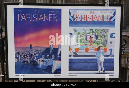 Paris, Frankreich. April 2024. Plakate mit dem Thema „Sport in der Stadt“ sind am 23. April 2024 in der Nähe des Rathauses in Paris, Frankreich, ausgestellt. Quelle: Gao Jing/Xinhua/Alamy Live News Stockfoto