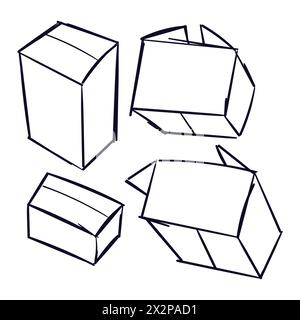 Boxen Scribbles. Box Scribbles Zeichensatz Vektor. Scribble Doodle Set Vektor. Stock Vektor