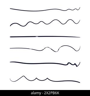 Zeilenskribbeln. Linien Scribbles Zeichensatz Vektor. Scribble Doodle Set Vektor. Stock Vektor