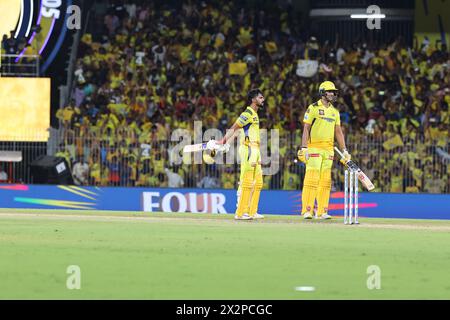 Tata IPL 2024: Chennai, Indien. April 2024. CSK vs LSG : ( Chennai Super Kings vs Lucknow Super Giants) im MAC Stadium Chennai. CSK WAREN 210-4 IN 20 OVERS. Quelle: Seshadri SUKUMAR/Alamy Live News Stockfoto