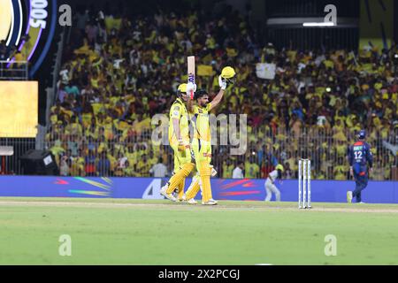 Tata IPL 2024: Chennai, Indien. April 2024. CSK vs LSG : ( Chennai Super Kings vs Lucknow Super Giants) im MAC Stadium Chennai. CSK WAREN 210-4 IN 20 OVERS. Quelle: Seshadri SUKUMAR/Alamy Live News Stockfoto