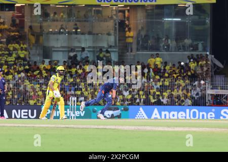 Tata IPL 2024: Chennai, Indien. April 2024. CSK vs LSG : ( Chennai Super Kings vs Lucknow Super Giants) im MAC Stadium Chennai. CSK WAREN 210-4 IN 20 OVERS. Quelle: Seshadri SUKUMAR/Alamy Live News Stockfoto