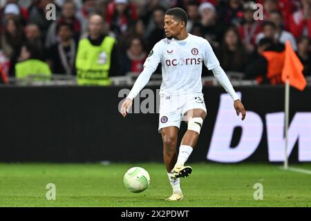 Leon Bailey (31) von Aston Villa, das während der Endrunde des Viertels der UEFA Conference League – das zweite Legspiel in der Saison 2023-2024 zwischen Lille OSC und Aston Villa am 18. April 2024 in Lille, Frankreich, gezeigt wurde. (Foto: David Catry / Isosport) Stockfoto