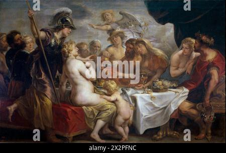 Der Goldene Apfel der Disharmonie bei der Hochzeit von Peleus und Thetis, Jacob Jordaens, 1633, 181 cm x 288 cm (71 in x 113 in), Öl auf Leinwand Stockfoto