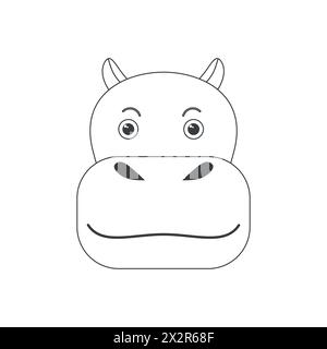 Niedliches Nilpferdgesicht, wilde Nilpferdtiere Kopf der einfachen Form Vektor-Illustration Stock Vektor