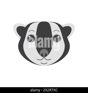 Nettes Dachsgesicht, Porträt des wilden lustigen Tiercharakters für Avatar-Vektor-Illustration Stock Vektor