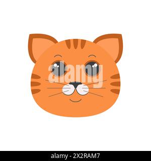 Nettes oranges gestreiftes Gesicht, lustiges Porträt der Ingwerkatze Vektor-Illustration Stock Vektor