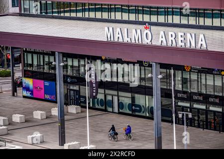 MALMÖ 23.04.2024Der Haupteingang zur Malmö Arena in Hyllie am 23. April 2024. Der Eurovision Song Contest (ESC) findet vom 4. Bis 11. Mai in der Malmö Arena statt. Foto: Johan Nilsson/TT/Code 50090 Credit: TT News Agency/Alamy Live News Stockfoto