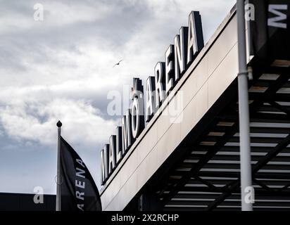 MALMÖ 2024-04-23der Haupteingang der Malmö Arena in Hyllie am 23. April 2024. Der Eurovision Song Contest (ESC) findet vom 4. Mai in der Malmö Arena statt Stockfoto