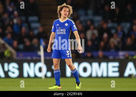 Leicester, Großbritannien. April 2024. Wout Faes aus Leicester City während des Sky Bet Championship Matches Leicester City gegen Southampton im King Power Stadium, Leicester, Vereinigtes Königreich, 23. April 2024 (Foto: Gareth Evans/News Images) in Leicester, Vereinigtes Königreich am 23. April 2024. (Foto: Gareth Evans/News Images/SIPA USA) Credit: SIPA USA/Alamy Live News Stockfoto