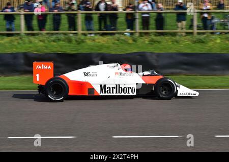 Chris Goodwin, McLaren-TAG MP4/2B, dies ist der Wagen, den Niki Lauda zu seinem fünfundzwanzigsten Sieg beim Großen Preis der Niederlande 1985 in Zandvoort fuhr, Nik Stockfoto